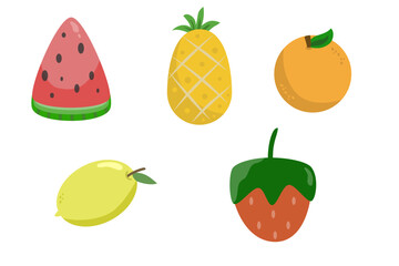 Cute Fruit Illustration Set – Colorful Cartoon Fruit Vector
