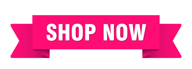 shop now ribbon isolated on transparent background. shop now ribbon