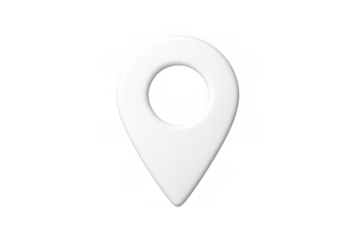 White 3d map pin location marker symbol finding destination navigation transparent background