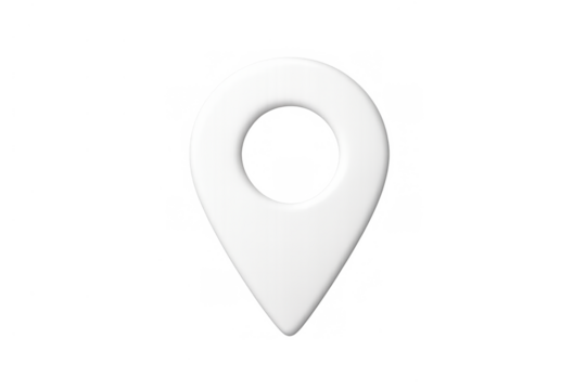 White 3d map pin location marker symbol finding destination navigation transparent background - Powered by Adobe