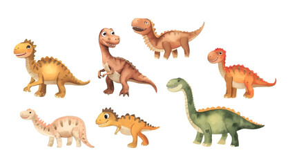 Collection of Adorable Cartoon Dinosaurs - Prehistoric Creatures
