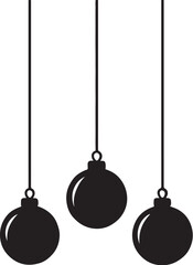 Glass baubles set. Hanging 3D transparent Christmas balls vector art silhouttes styl