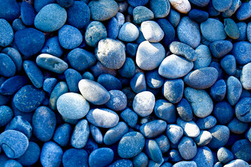 Santa Fe, New Mexico, USA. Various shades of blue polished stones. 