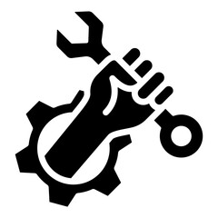 hand holding a wrench