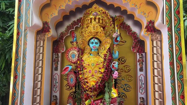 Beautiful idol of Maa Kali in a Pandal in Kolkata