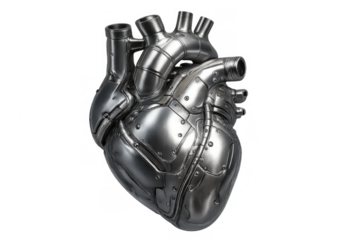 Mechanical heart implant representing a future medical device and bionic technology, conceptualizing artificial organs