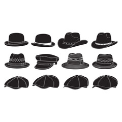 Different male hats vector