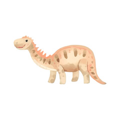 Watercolor Illustration of a Smiling Brontosaurus A Playful Dinosaur in Soft Hues for Design