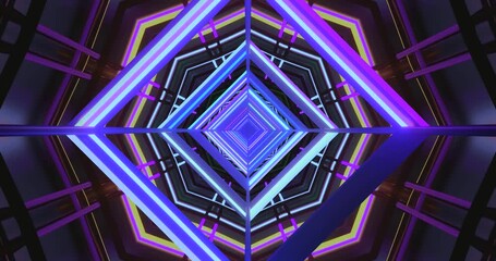 Colorful tunnel video loop creating an immersive visual experience with vibrant neon lights and geometric patterns - Powered by Adobe