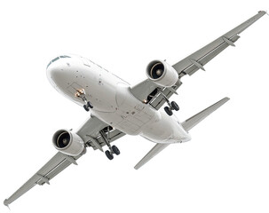 White passenger jet in flight, angled view (1)