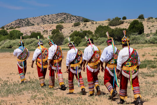 Santa Fe, New Mexico, United States. Danza de Los Voladores from Patalan, Veracruz, Mexico. This dance is recognized by UNESCO - Intangible Cultural Heritage.
