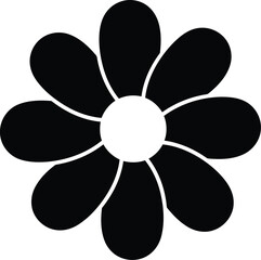 Simple black flower icon vector graphic