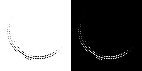 Halftone Circular Dot Pattern. Circle Frame using Halftone Dots Raster Texture. Polka Dots. Spiral logo Icon. Radial design element. Vector Illustration.