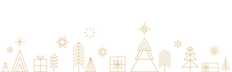 Christmas background, gold decoration banner, tree pattern