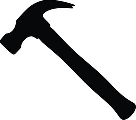 Silhouette of a black claw hammer on white background