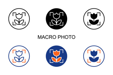 Macro Photo Icon Multi Style Vector Illustration