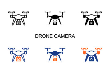 Drone Camera Icon Multi Style Vector Illustration