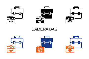 Camera Bag Icon Multi Style Vector Illustration