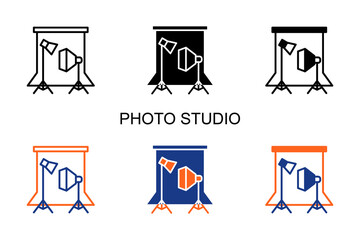 Photo Studio Icon Multi Style Vector Illustration