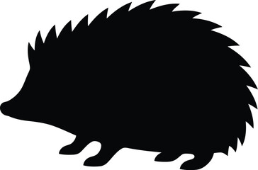 Black silhouette of a hedgehog walking