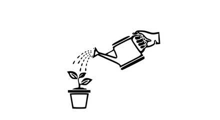 Nurturing growth watering a plant in a pot, symbolizing care and fostering potential