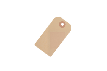 Classic, blank kraft paper tag isolated on transparent background, png