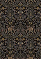 Elegant Dark Paisley and Floral Pattern - Intricate paisley design with folk floral motifs. Symbolizes heritage, tradition, elegance, sophistication, and timelessness
