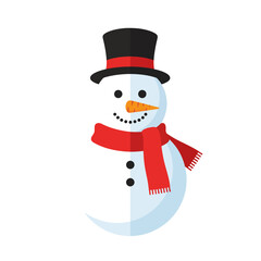 Snowman With Scarf And Carrot Nose Vector