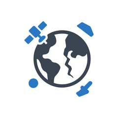 Satellite Space Junk Pollution Icon