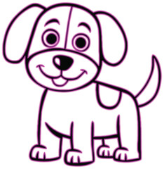 Cute cartoon puppy with outline illustration, isolated on a white background, perfect for design