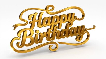 Birthday Wishes 3d Golden text animation