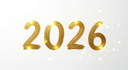 Golden 2026 New Year Design - Shiny golden 2026 on a white background. Elegant New Year design