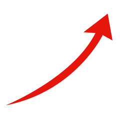 Ascending red arrow displaying growth and success with dynamic movement presented on transparent background
