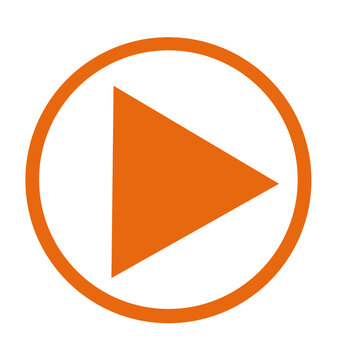 Elegant vibrant orange play button icon graphic for multimedia applications on transparent background