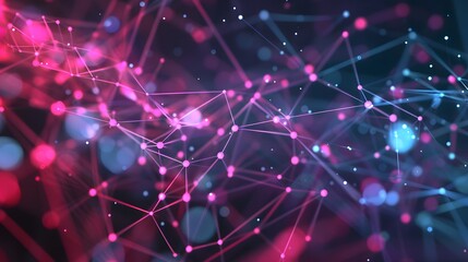 &ldquo;Abstract science and technology network on black background with grid surface and watercolor splatters, featuring glowing lattice nodes and subtle digital connections for futuristic design.&rdquo;