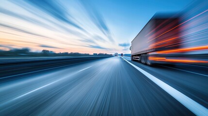 Fast moving truck highway