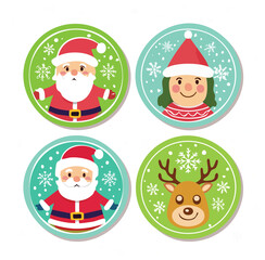 Modern Flat Vector Christmas Santa Claus Badges