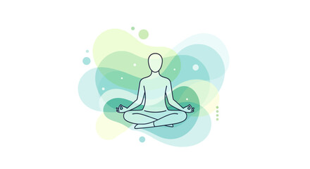 Minimalist vector illustration of a person meditating with soft pastel backgrounds  promoting
