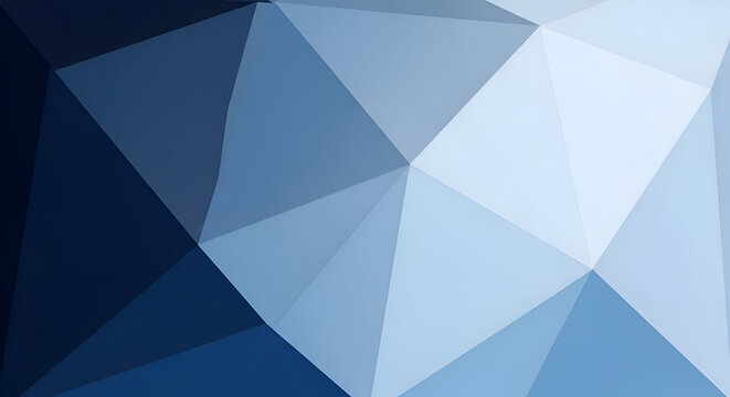Blue geometric abstract background with faceted polygons creating a modern low poly design