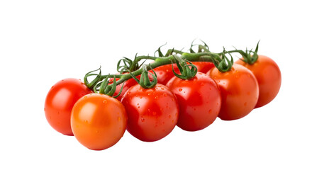 Ripe Cherry Tomatoes on the Vine with Water Droplets on Black