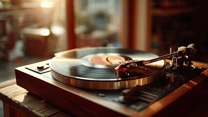 Experience the warm, nostalgic sound of vinyl with a vintage record player spinning tunes, perfect for music lovers and audiophiles seeking a classic listening experience