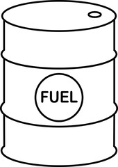 Oil barrel outline icon. Industrial oil drum vector illustration metal barrel liquid storage container fuel tank icon isolated on transparent background.