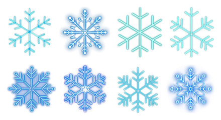 PNG Vibrant blue snowflake designs, element set on transparent background