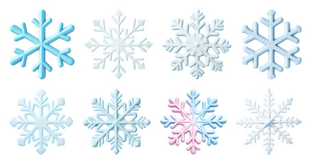 Fototapeta premium PNG Colorful snowflakes winter decoration, element set on transparent background