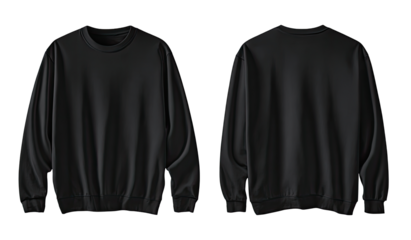 Blank black sweatshirt, front and back view