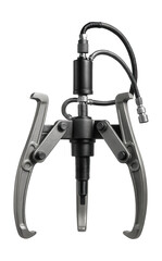 Naklejka premium Hydraulic puller with removable pump and adjustable arms for heavy machinery upkeep.