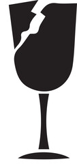 Fragile broken glass symbol, delicate items warning vector sign