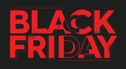 Bold red black friday sale announcement with umbrella graphic