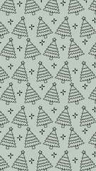 christmas tree hand drawing minimalist pattern phone wallpaper background