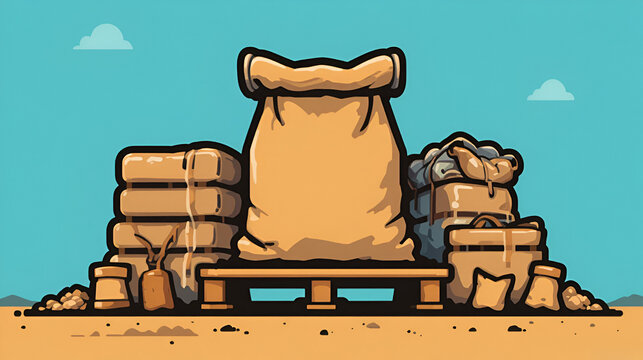 bag pallet cement line icon vector illustration